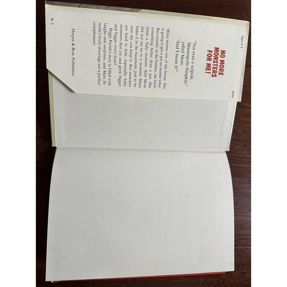 No More Monsters for Me (I Can Read Books (Harper Hardcover)) FIRST edition; DJ - Picture 3 of 9